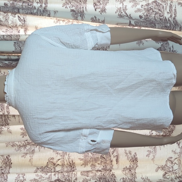 Ecru 100% Cotton Cream Textured Blouse - Picture 5 of 7